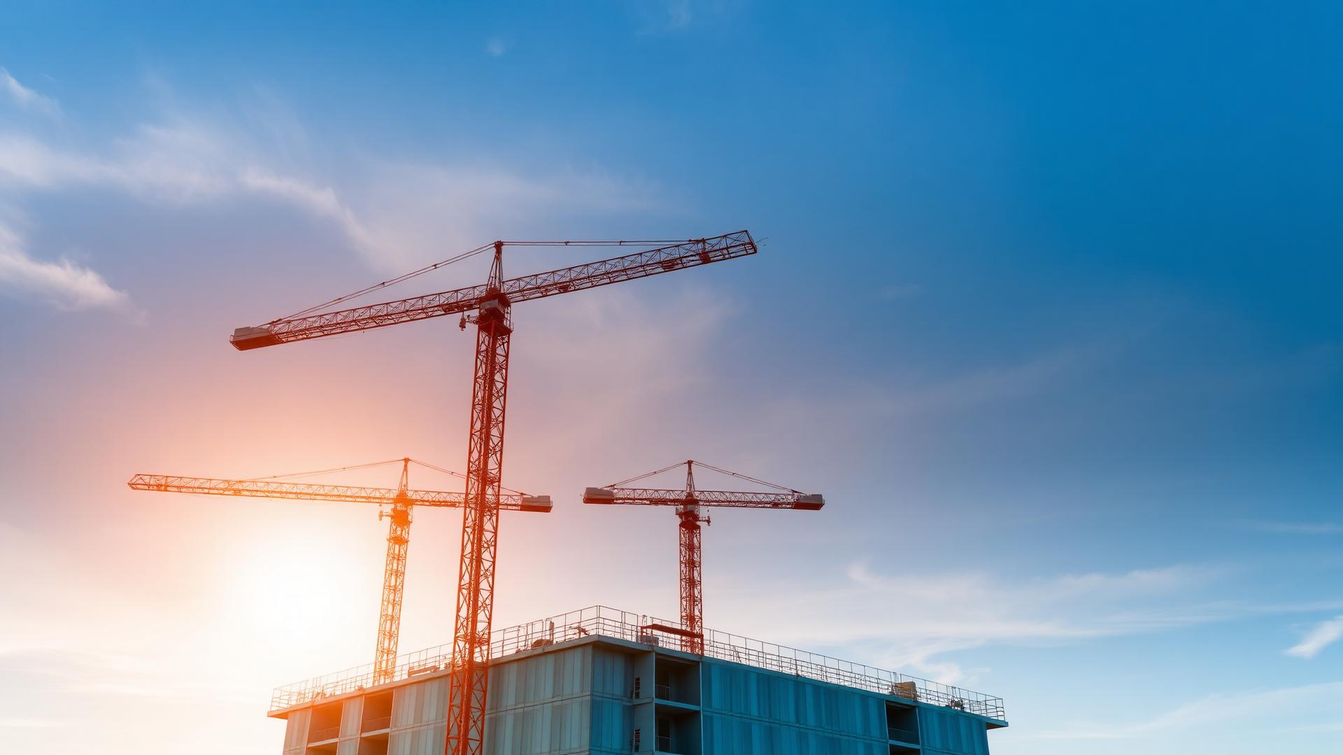 Construction site at sunset